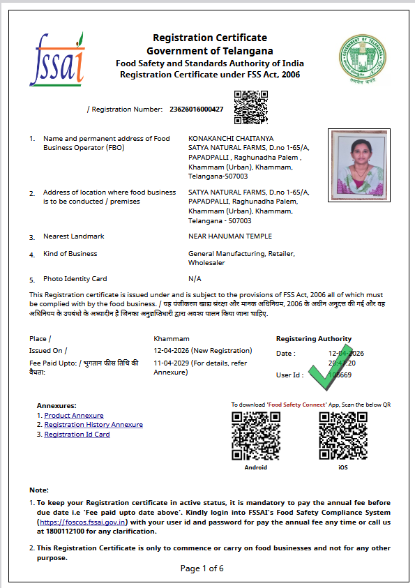 FSSAI Registration Certificate